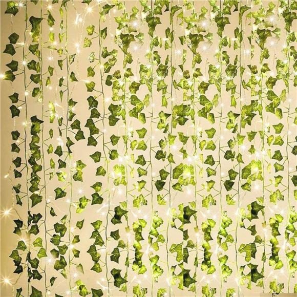 84Ft 12Pack Artificial Ivy Garland Fake Plants, Vine Hanging Garland with 80 LED - Picture 1 of 6